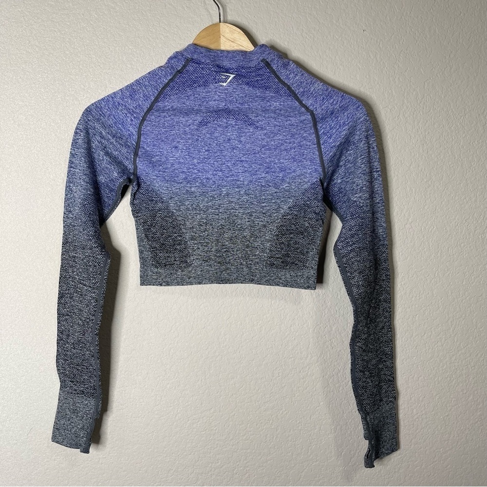 Gymshark Women's Ombré Seamless Crop Top Indigo/Black Size S - Picture 5 of 6